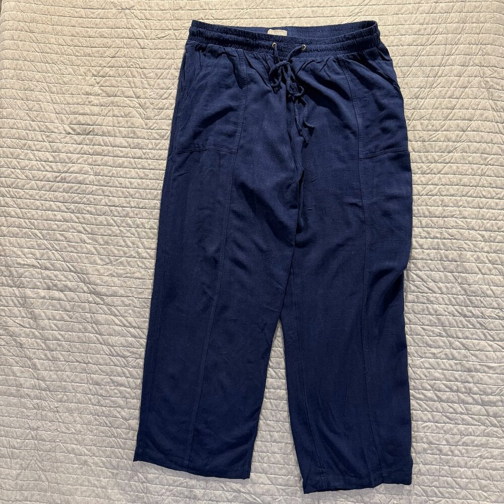 Falls Creek XL Wide Leg Navy Linen Blend Pants